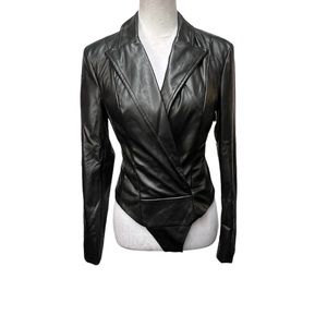 L’ATISTE Faux Leather Bodysuit / Size: Medium/Color: Black/ Item# 433-26